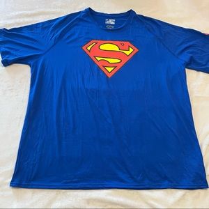 NWOT Under Armor Heat Gear Blue Superman TShirt 3XL